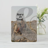 Moderne ampersand bedekking 2 foto's sparen de dat save the date (Staand voorkant)