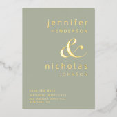 Moderne Ampersand Foto Sage Green Save the Date Folie Uitnodiging (Voorkant)