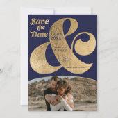 Moderne ampersand goud 2 foto's save the date (Voorkant)