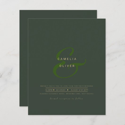 Moderne Ampersand Huwelijksuitnodiging QR Code RSV (Voorkant / Achterkant)