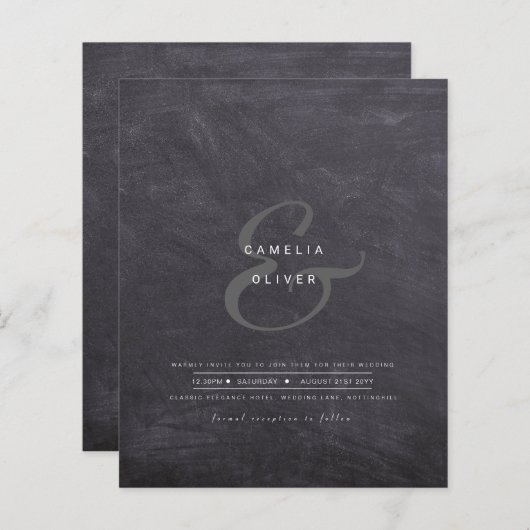 Moderne Ampersand Huwelijksuitnodiging QR Code RSV (Voorkant / Achterkant)