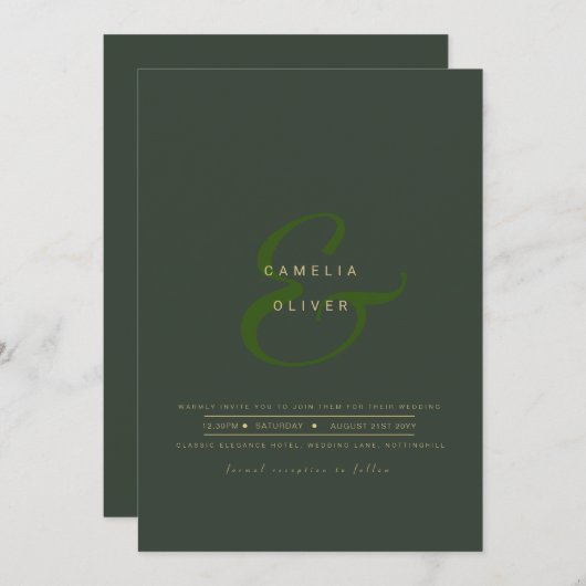 Moderne Ampersand Huwelijksuitnodiging QR Code RSV Kaart (Voorkant / Achterkant)