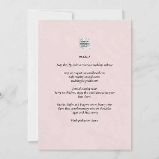Moderne Ampersand Huwelijksuitnodiging QR Code RSV Kaart (Achterkant)