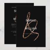 Moderne Ampersand Minimalistische Zwarte Bruiloft Kaart (Voorkant / Achterkant)