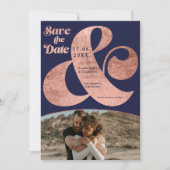 Moderne ampersand roos goud 2 foto's redden de dat save the date (Voorkant)