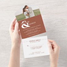 Moderne Ampersand Rustieke Terracotta Fotobruiloft