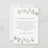 Moderne Ampersand Simple Eucalyptus Weddenschap Bedankkaart (Achterkant)