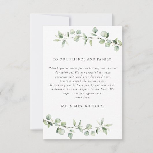 Moderne Ampersand Simple Eucalyptus Weddenschap Bedankkaart (Achterkant)