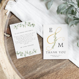 Moderne Ampersand Simple Eucalyptus Weddenschap Bedankkaart