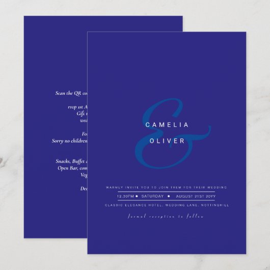 Moderne Ampersand Trouw Uitnodiging QR Code RSVP (Voorkant / Achterkant)