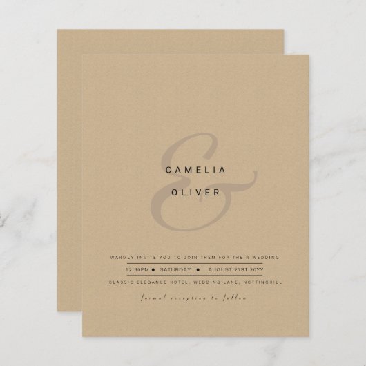 Moderne Ampersand Trouw Uitnodiging QR Code RSVP (Voorkant / Achterkant)