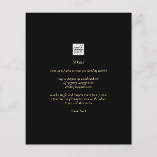 Moderne Ampersand Trouwuitnodiging QR Code RSVP Flyer (Achterkant)