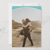 Moderne ampersand turquoise 2 foto's sparen de dat save the date (Achterkant)