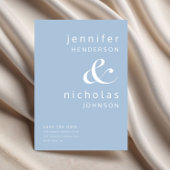 Moderne Ampersand Typografie Blauwe bruiloft Save The Date