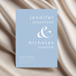 Moderne Ampersand Typografie Blauwe bruiloft Save The Date