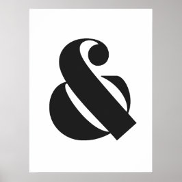 Moderne Ampersand Zwart-wit Typografie Print