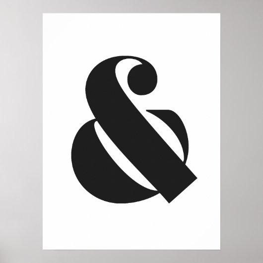 Moderne Ampersand Zwart-wit Typografie Print (Voorkant)
