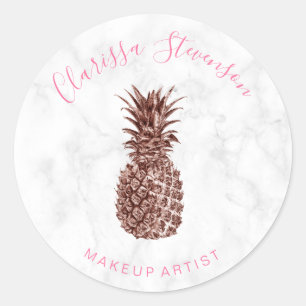 Moderne anananasappelvormer van  roos ronde sticker