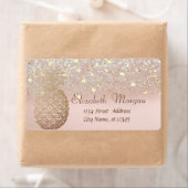 Moderne anananaslabel Confetti Glitter Bokeh Etiket (Insitu)