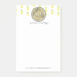 Moderne Ananas Gesimuleerde Folie Monogram Post-it® Notes