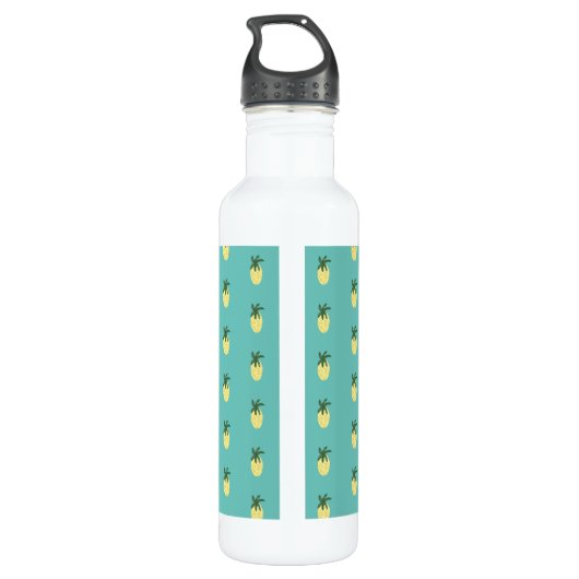 Moderne ananas Illustratie Circular Monogram Waterfles (Achterkant)