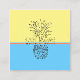 Moderne ananas illustratie interieur ontwerper vierkante visitekaartje