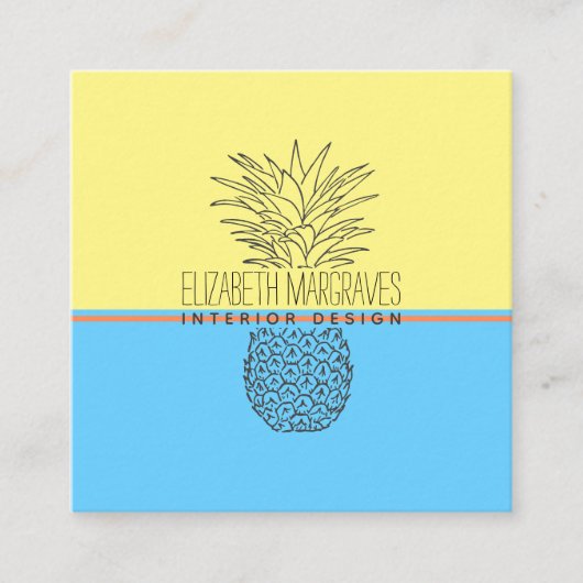 Moderne ananas illustratie interieur ontwerper vierkante visitekaartje (Voorkant)