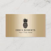 Moderne ananas Logo Elegante gouden achtergrond Visitekaartje (Voorkant)
