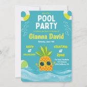 Moderne Ananas Pool Party Verjaardag Zomer Kaart (Voorkant)