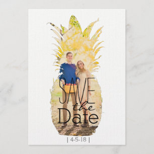 Moderne ananas Sla de datum op   Tropische bruilof Save The Date