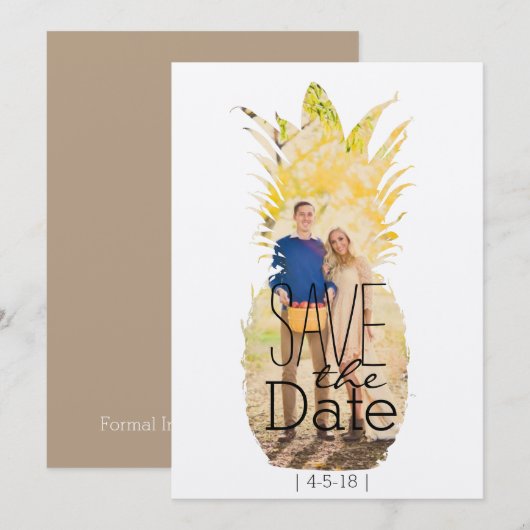 Moderne ananas Sla de datum op | Tropische bruilof Save The Date (Voorkant / Achterkant)