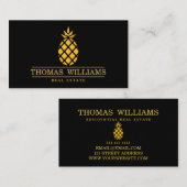 Moderne ananas van legant op zwarte achtergrond visitekaartje (Voorkant / Achterkant)