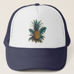 Moderne ananas verlaat zomervakantie trucker pet