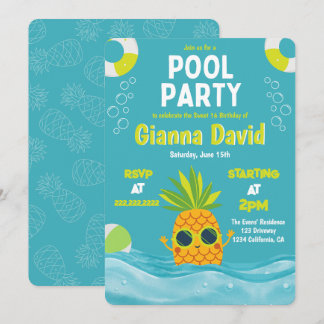Moderne Ananas Zwembad Feest Verjaardag Zomer  Kaart