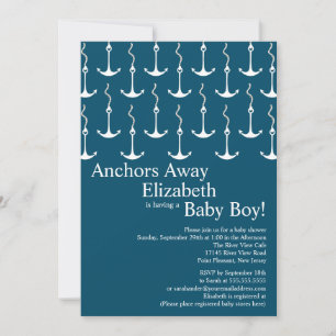 Moderne Anchors Away Nautical Baby shower Kaart