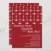 Moderne Anchors Away Nautical Baby shower Kaart (Voorkant / Achterkant)
