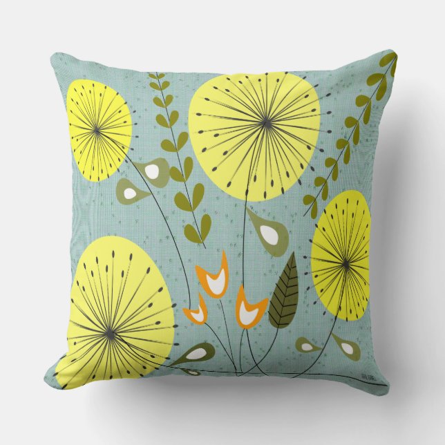 Moderne andelionklokken uit de middeleeuwen Geel Kussen (Voorkant)