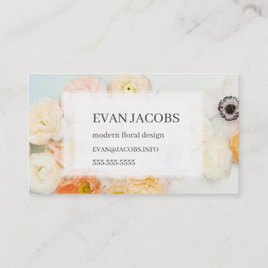 moderne anemonanemone ranuculus roos, vers visitekaartje (Achterkant)