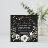 Moderne Anemone WreatBlack White Couples — Shower Kaart (Staand voorkant)