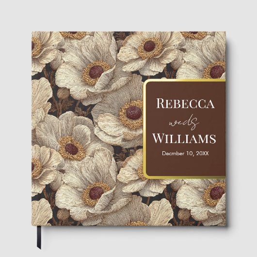 Moderne Anemonen accentueren herfstbruiloft Gastenboek (Voorkant)