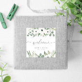 Moderne Anemones & Dusty Green Eucalyptus Wedding Bedankjes Labels