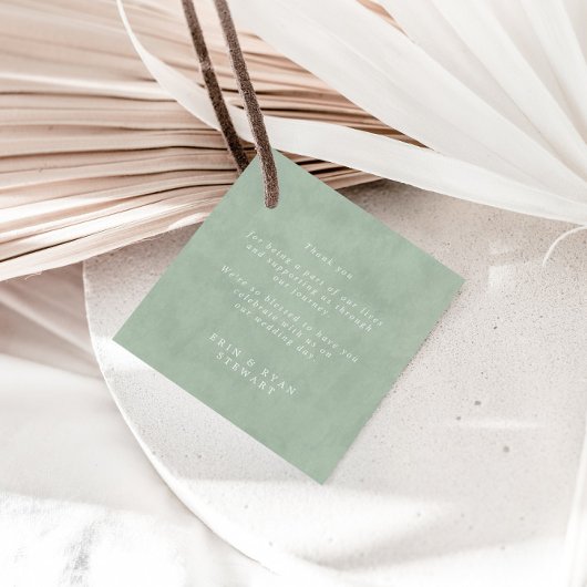 Moderne Anemones & Dusty Green Eucalyptus Wedding Bedankjes Labels