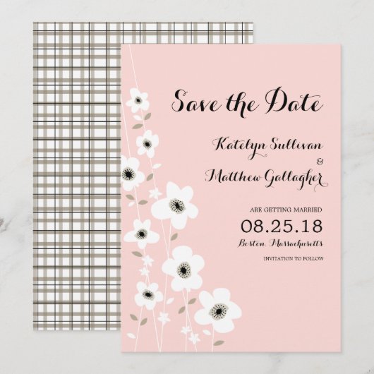 Moderne Anemoon | Bewaar de datum Save The Date (Voorkant / Achterkant)