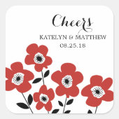 Moderne anemoon | Bruiloft Vierkante Sticker (Voorkant)