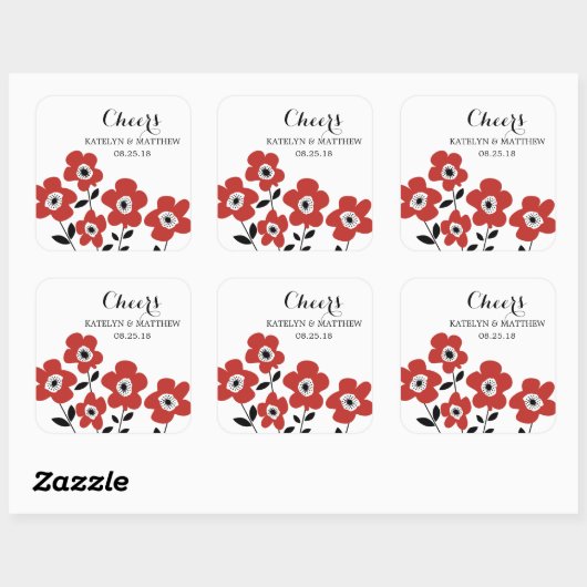 Moderne anemoon | Bruiloft Vierkante Sticker (Vel)