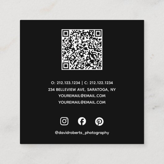 Moderne Angle openhartige fotografie. Vierkante Visitekaartje (Achterkant)