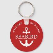 Moderne Anker Boot Naam Rood Wit Nautisch Sleutelhanger (Voorkant)