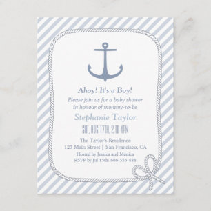 Moderne anker nautische babyshower uitnodigingen