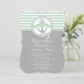 Moderne Anker Nautische Neutrale Baby Douche Kaart (Staand voorkant)