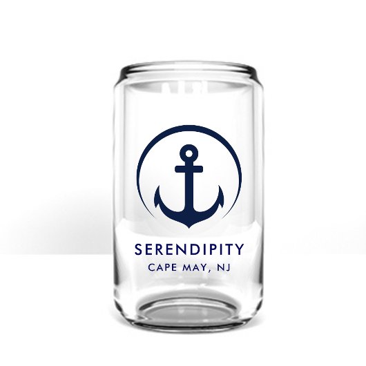 Moderne Ankerboot Logo Blikvorm Glas